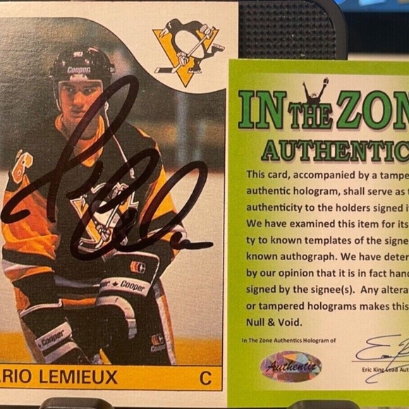 1985 Topps Mario Lemieux #9 Signed Autographed Rookie Authentic by IN THE ZONE - Picture 2 of 5